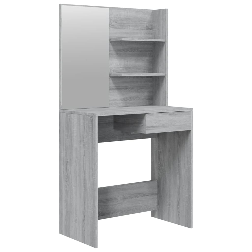Tocador con espejo color gris sonoma 74,5x40x141 cm
