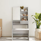 Tocador con espejo color gris sonoma 74,5x40x141 cm