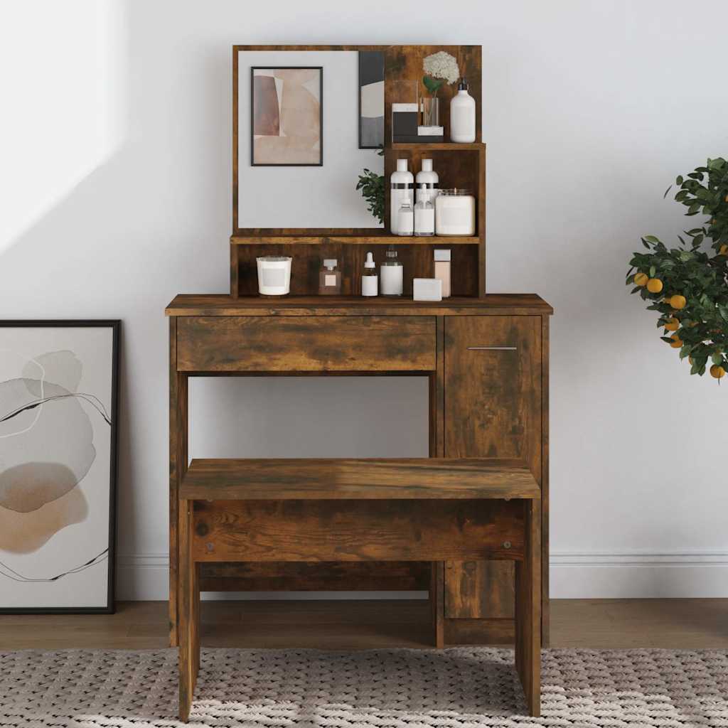 Dressing table with mirror white 86.5x35x136 cm