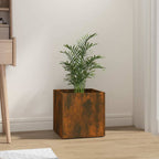Jardinera blanca 40x40x40 cm de madera de ingeniería