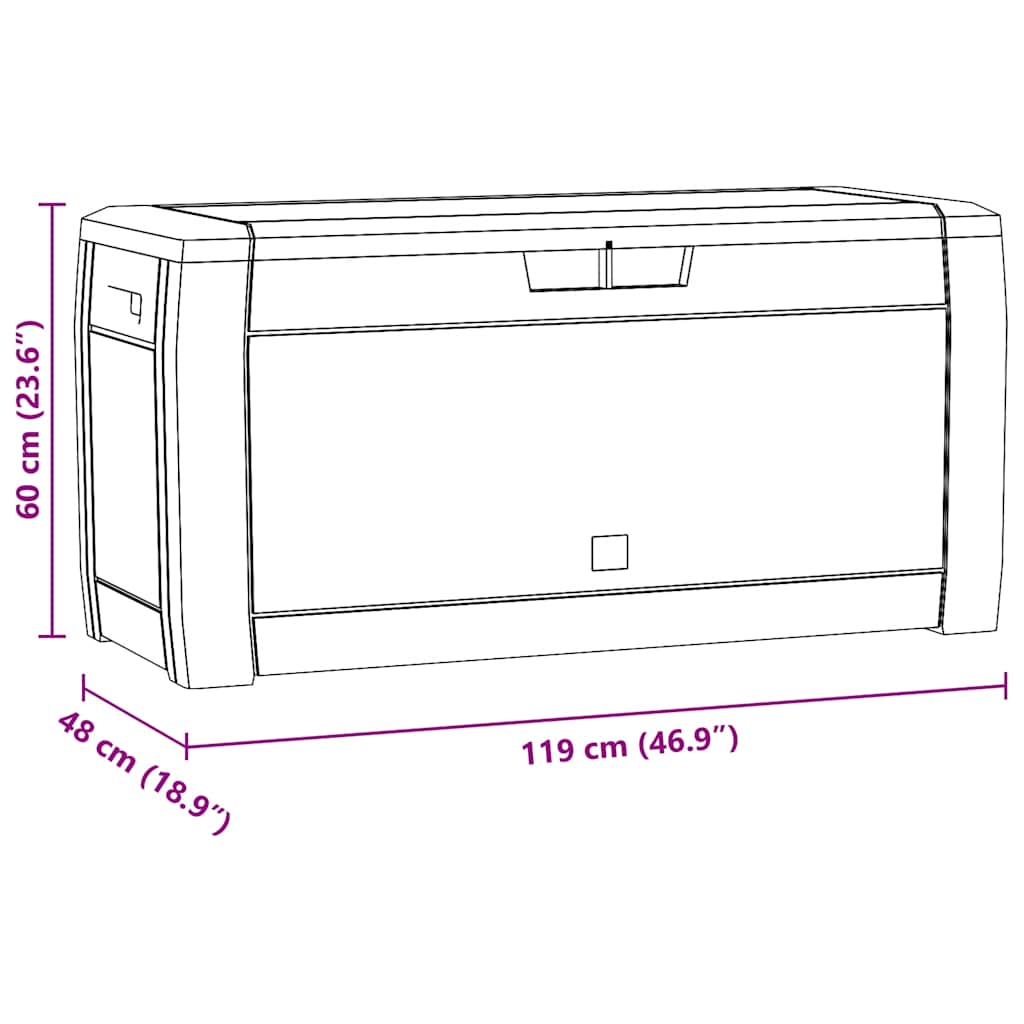 Caja almacenaje de jardín polipropileno antracita 119x48x60 cm