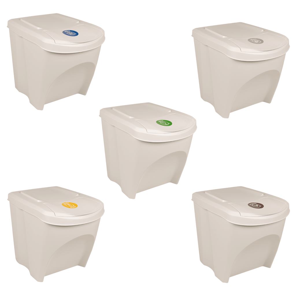 Cubos de basura apilables 3 uds polipropileno blanco 75 L