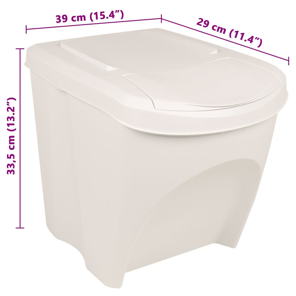 Cubos de basura apilables 3 uds polipropileno blanco 75 L