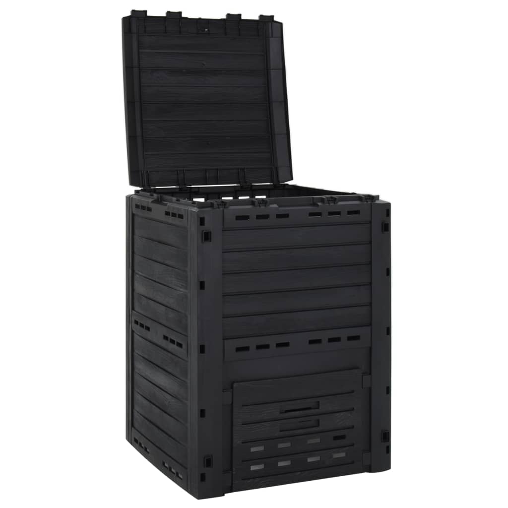 Compostador de jardín negro 280 L polipropileno