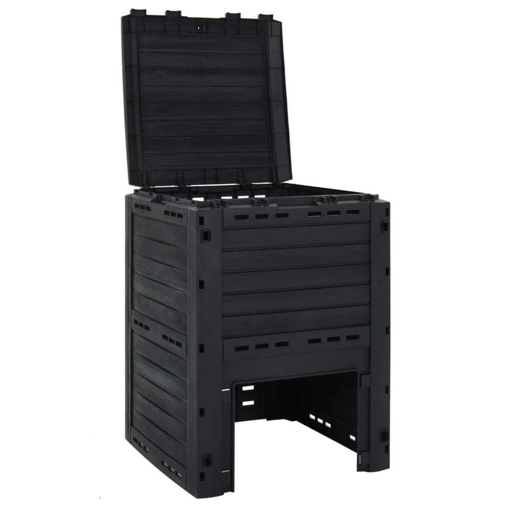 Compostador de jardín negro 280 L polipropileno