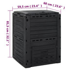 Compostador de jardín negro 280 L polipropileno