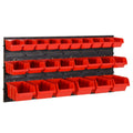 Set estantes taller 26 pzas polipropileno rojo y negro 77x39 cm