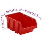 Set estantes taller 26 pzas polipropileno rojo y negro 77x39 cm