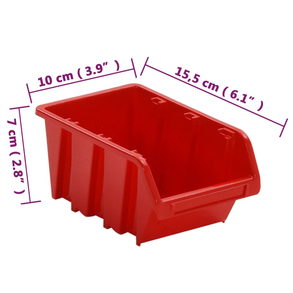 Set estantes taller 26 pzas polipropileno rojo y negro 77x39 cm