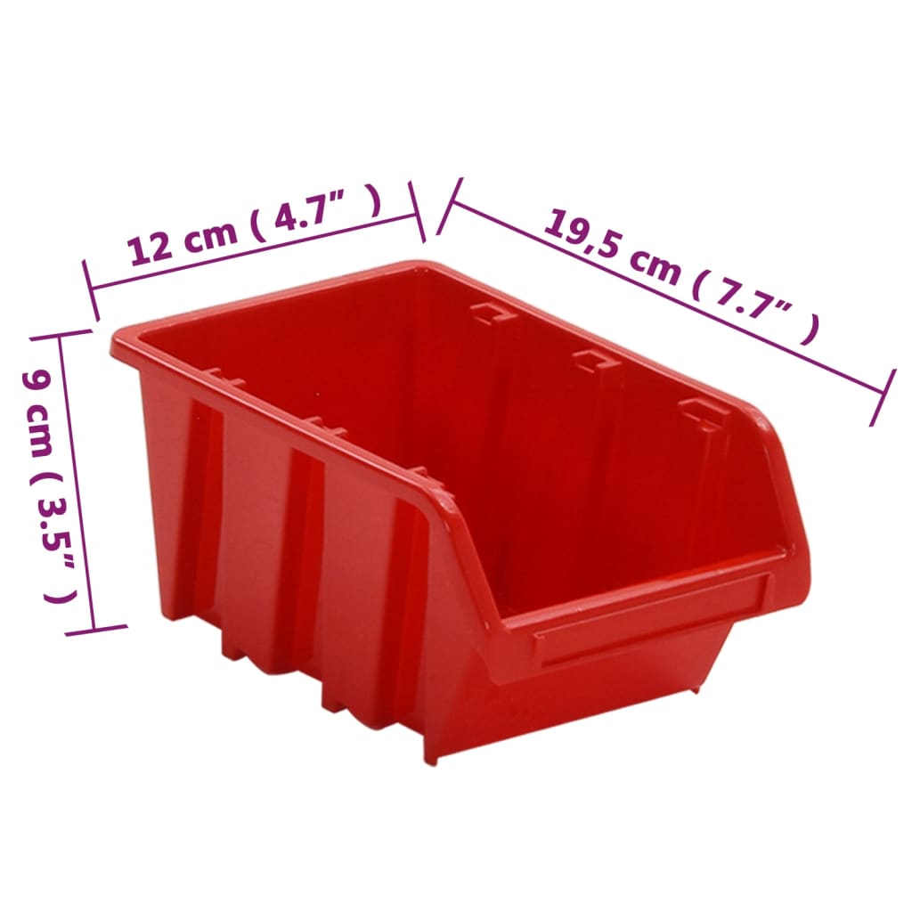 Set estantes taller 26 pzas polipropileno rojo y negro 77x39 cm