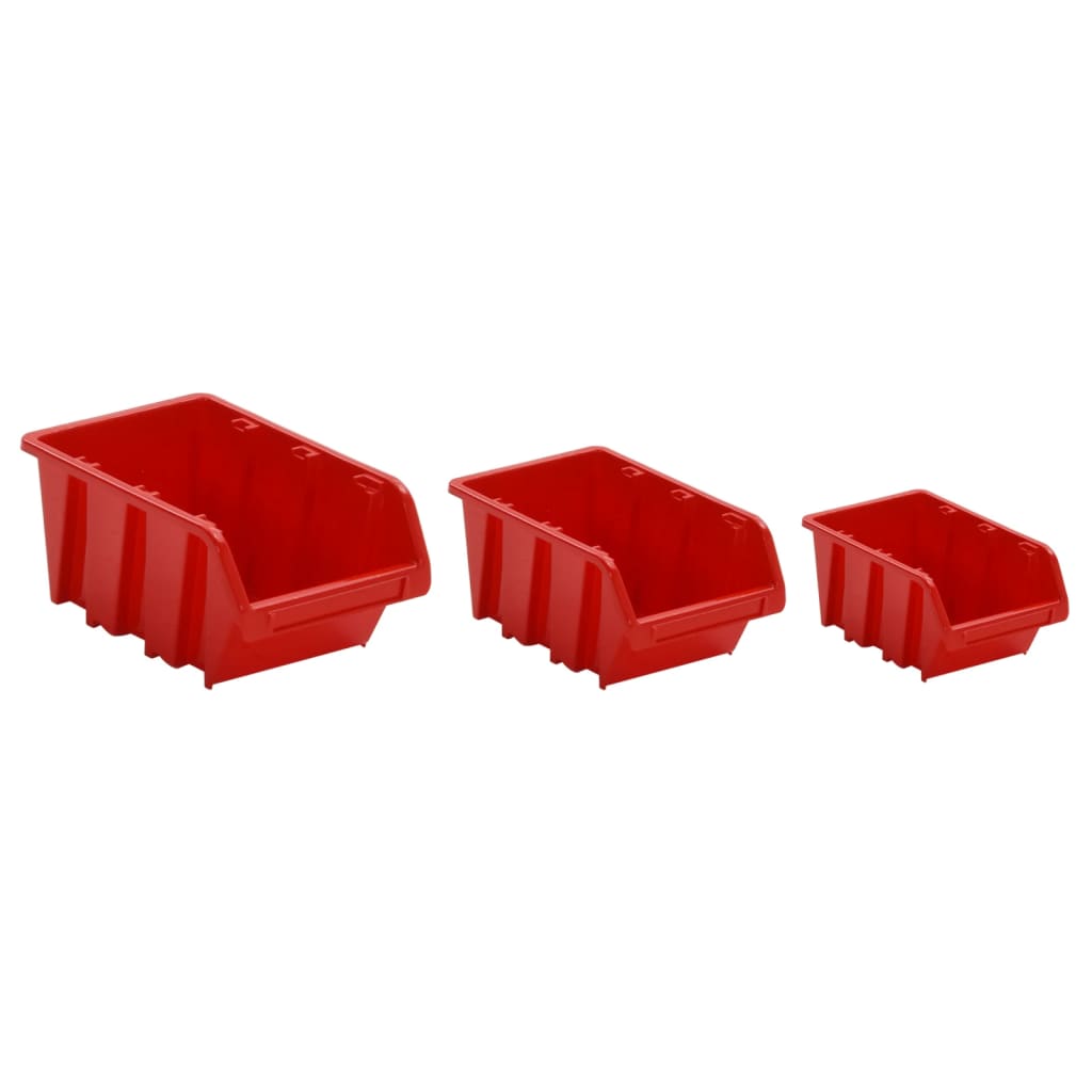Set estantes taller 26 pzas polipropileno rojo y negro 77x39 cm