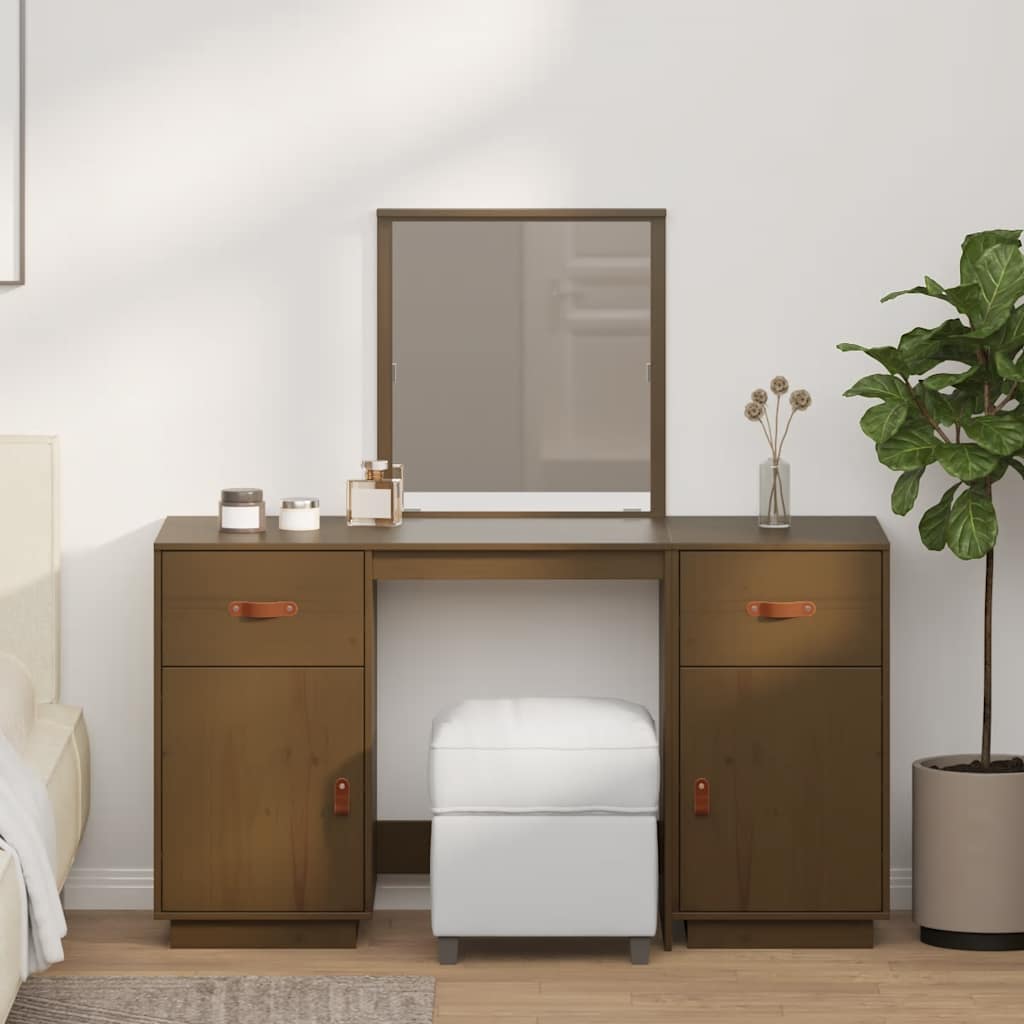 Solid pine white dressing table with mirror