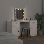 Juego de tocador con LED madera maciza de pino blanco