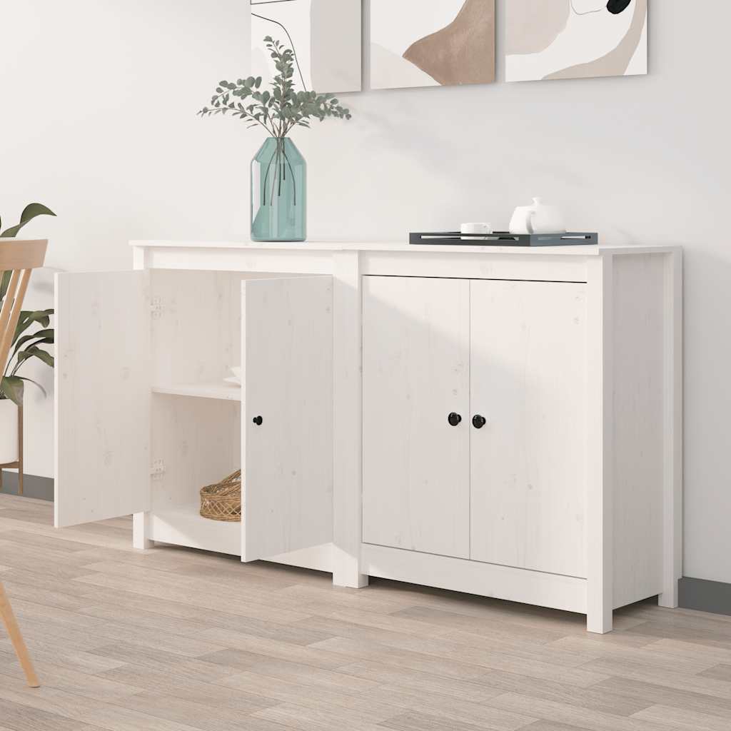 Aparador 2 uds de madera maciza de pino 70x35x80 cm
