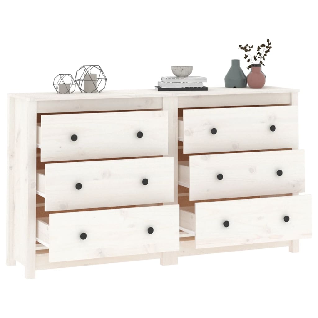 Aparador de madera maciza de pino blanco 140x35x80 cm