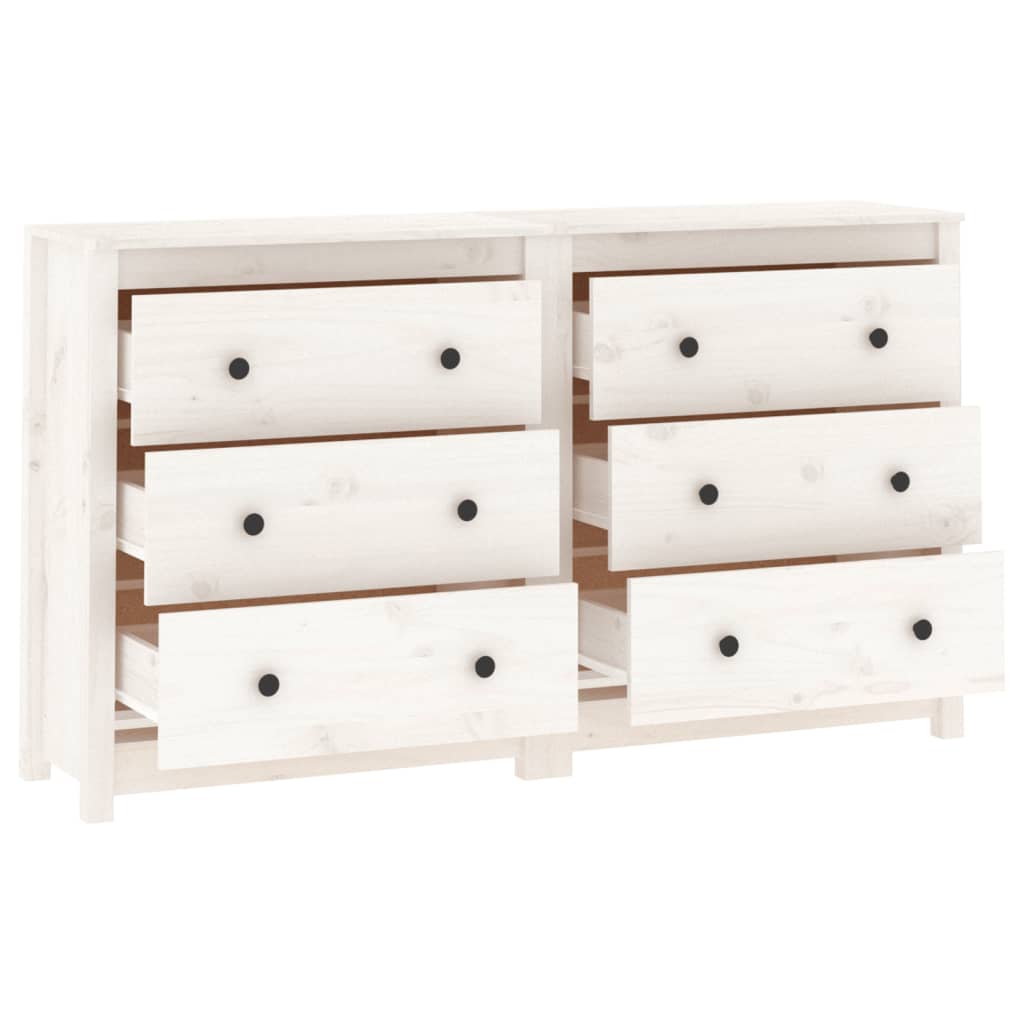 Aparador de madera maciza de pino blanco 140x35x80 cm