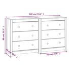 Aparador de madera maciza de pino blanco 140x35x80 cm