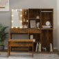 Smoked oak plywood vanity set with LED