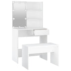 Juego de tocador con LED madera contrachapada blanco