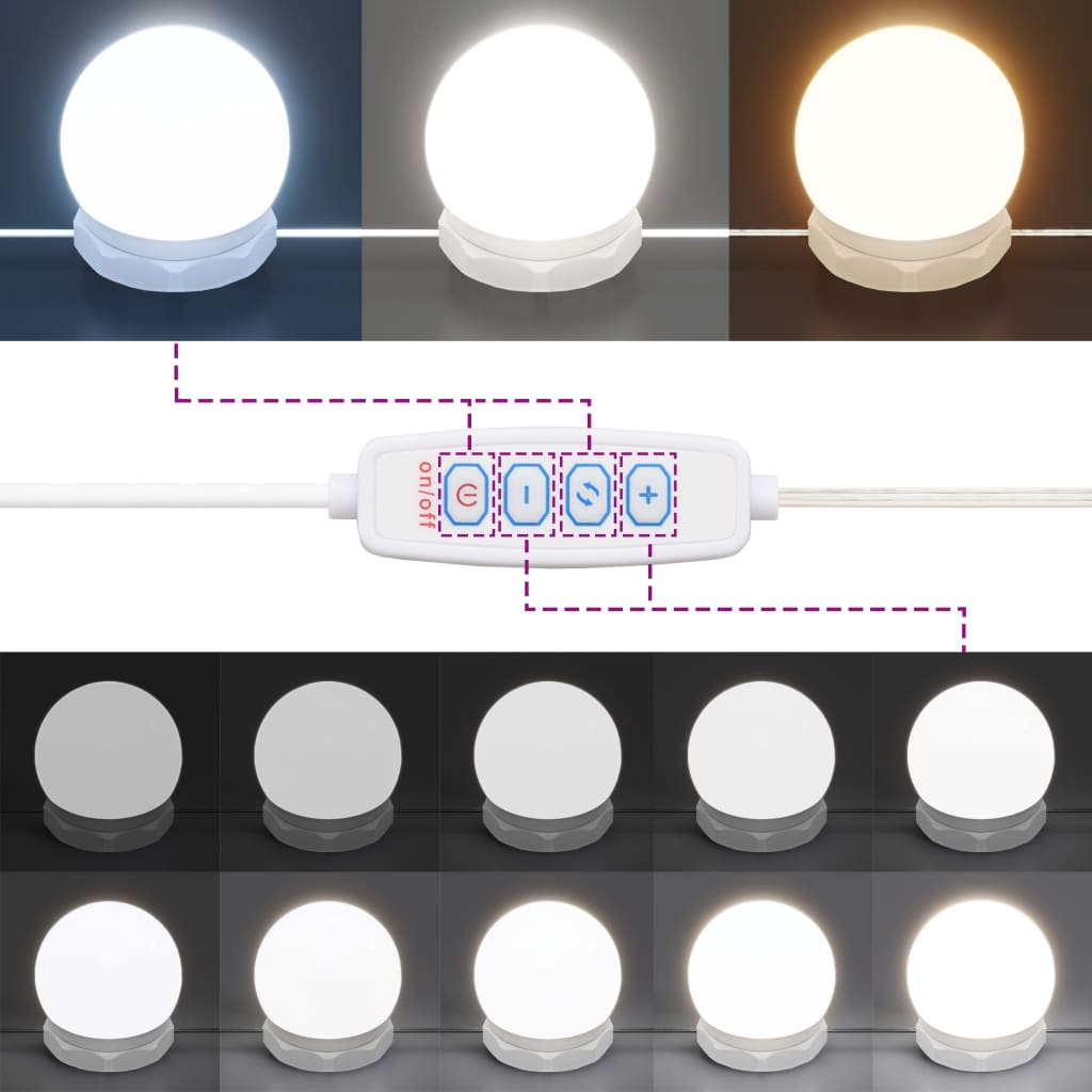 Juego de tocador con LED madera contrachapada roble ahumado