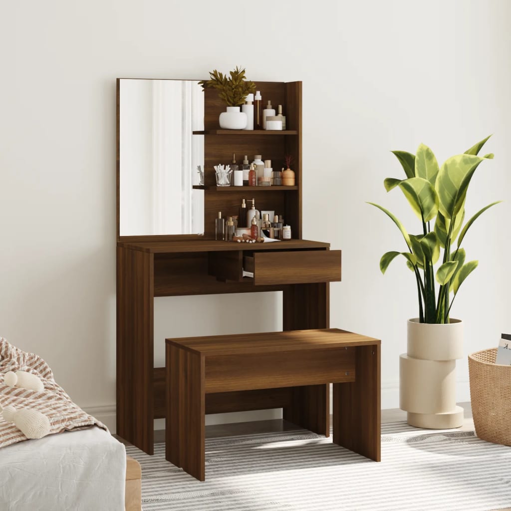 Juego de muebles de tocador negro 86,5x35x136 cm