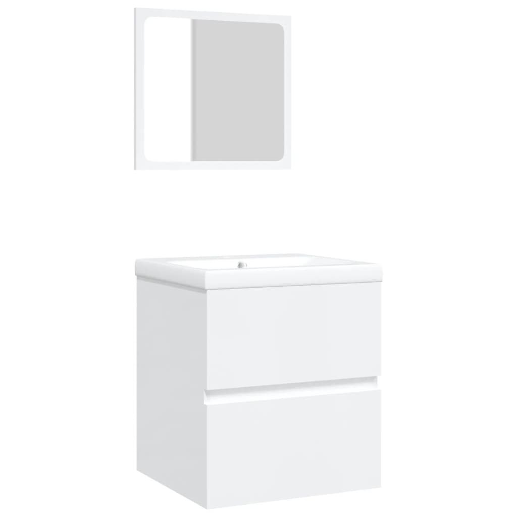 Armario de lavabo con lavamanos y espejo blanco