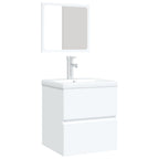 Armario de lavabo con lavamanos y espejo blanco