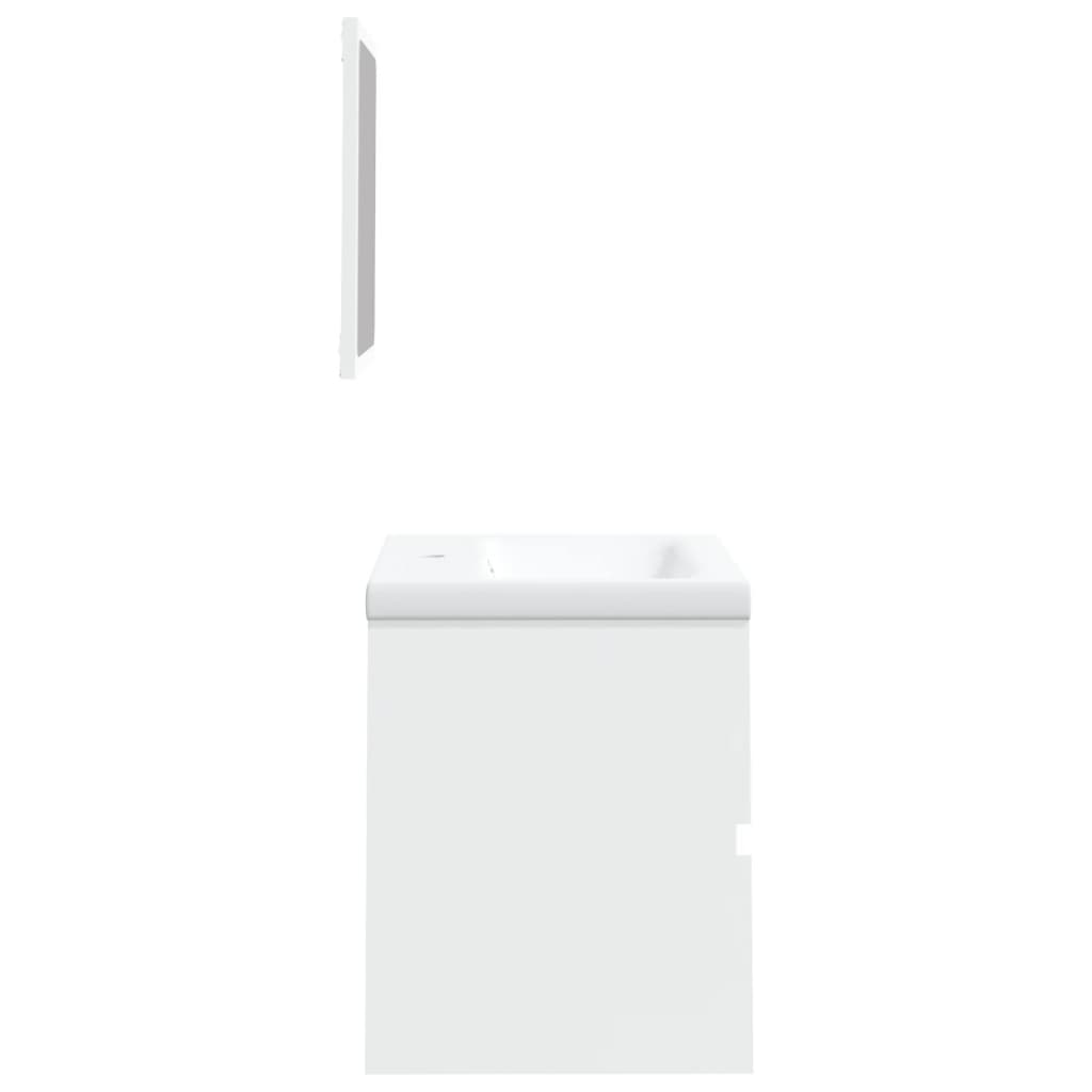 Armario de lavabo con lavamanos y espejo blanco
