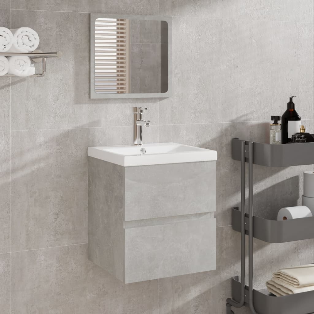 Armario de lavabo con lavamanos y espejo blanco