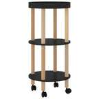 Carrito 3 estantes madera contrachapada pino negro 38x38x82 cm