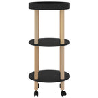 Carrito 3 estantes madera contrachapada pino negro 38x38x82 cm