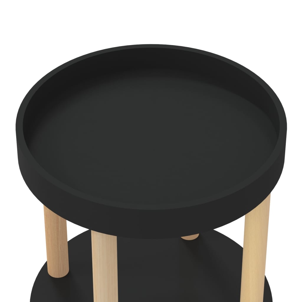 Carrito 3 estantes madera contrachapada pino negro 38x38x82 cm