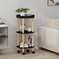 Carrito 3 estantes madera contrachapada pino negro 38x38x82 cm