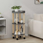 Carrito 3 estantes madera contrachapada pino negro 38x38x82 cm