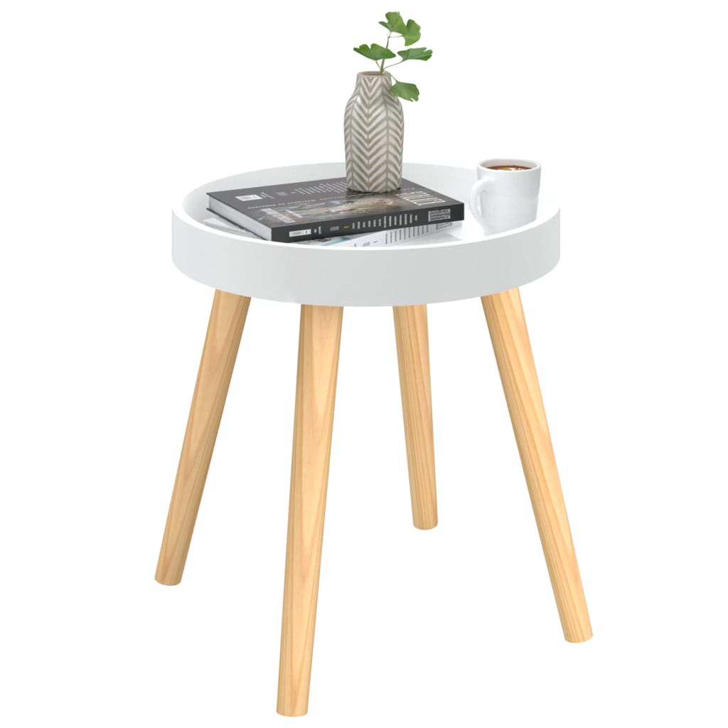 Mesa auxiliar madera contrachapada y pino blanco 38x38x40 cm