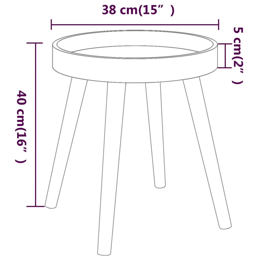 Mesa auxiliar madera contrachapada y pino blanco 38x38x40 cm