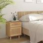 White solid pine and natural rattan bedside table
