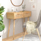 Mesa consola madera pino maciza blanco ratán natural 80x30x75cm