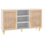 Aparador madera maciza pino blanco ratán natural 105x30x60 cm