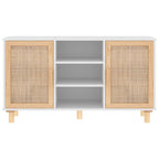 Aparador madera maciza pino blanco ratán natural 105x30x60 cm