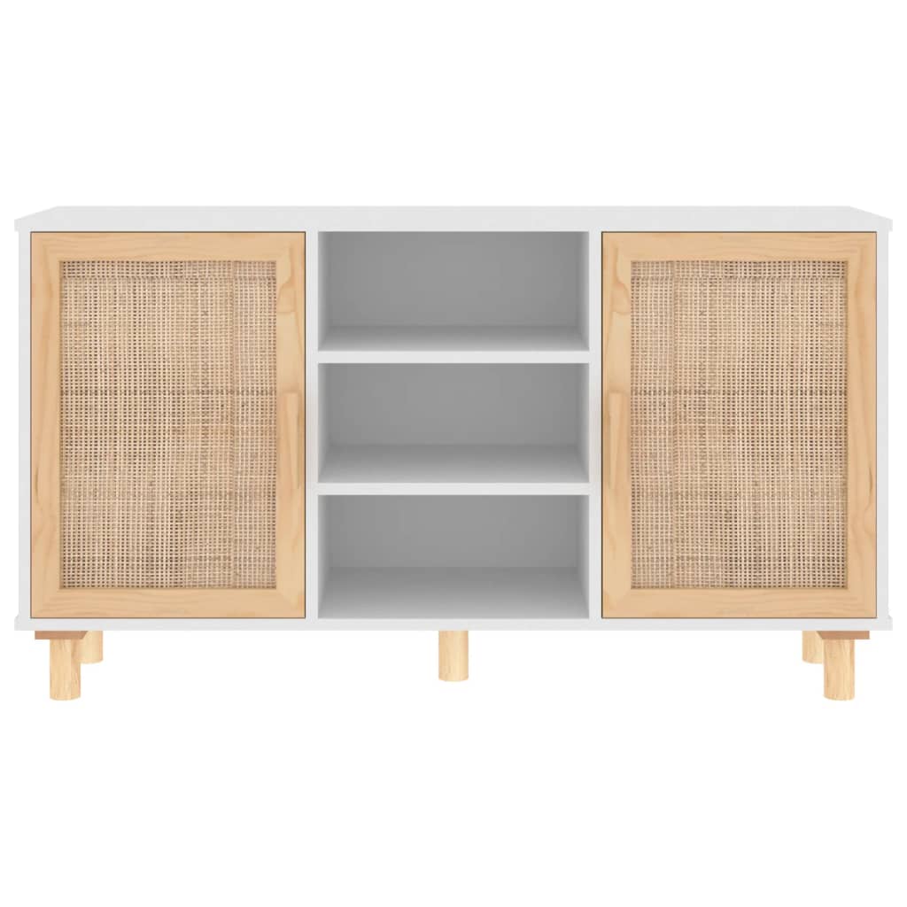 Aparador madera maciza pino blanco ratán natural 105x30x60 cm
