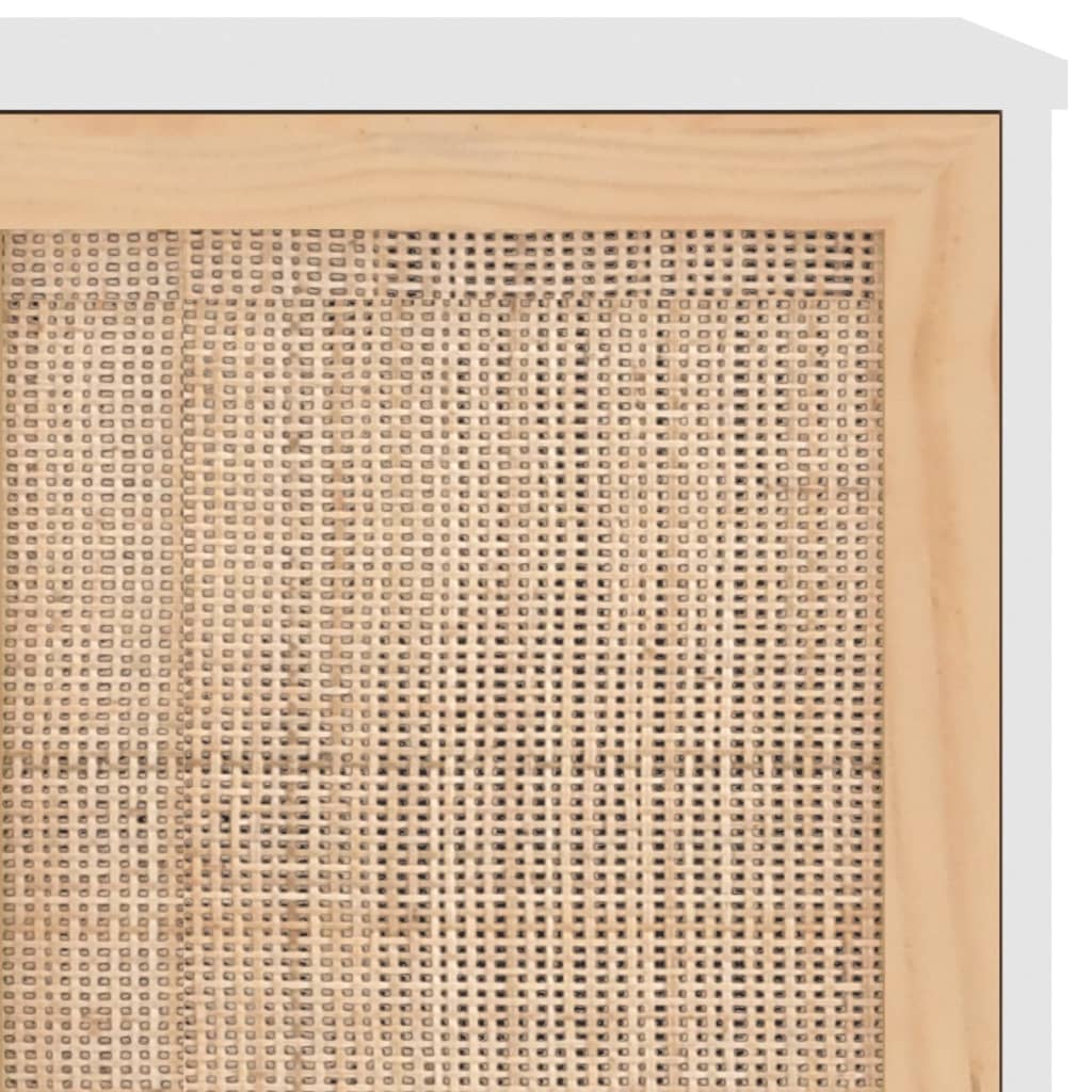 Aparador madera maciza pino blanco ratán natural 105x30x60 cm