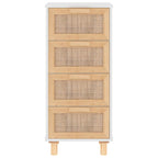 Aparador blanco madera pino maciza y ratán natural 40x30x90 cm