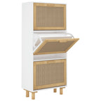 Zapatero madera contrachapada blanco ratán natural 52x25x115 cm