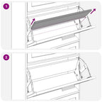 Zapatero madera contrachapada blanco ratán natural 52x25x115 cm