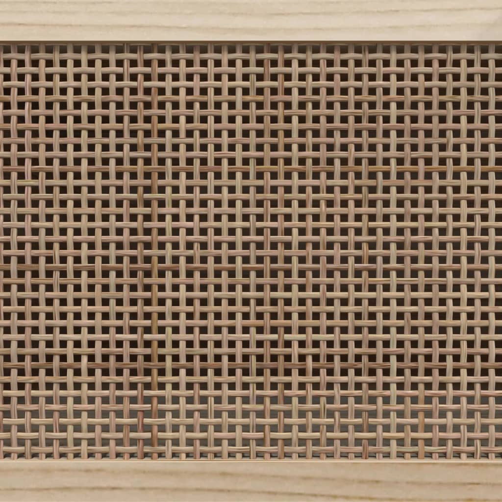 Perchero de pared madera contrachapada blanco y ratán natural