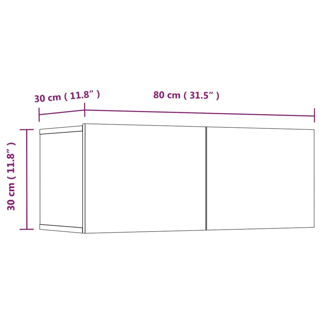 Muebles para TV 4 uds madera contrachapada blanco 80x30x30 cm
