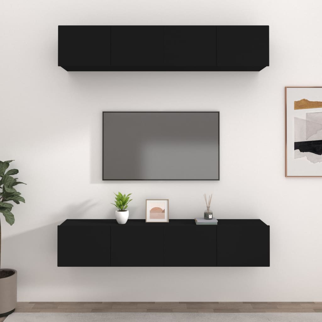 Muebles para TV 4 uds madera contrachapada blanco 80x30x30 cm