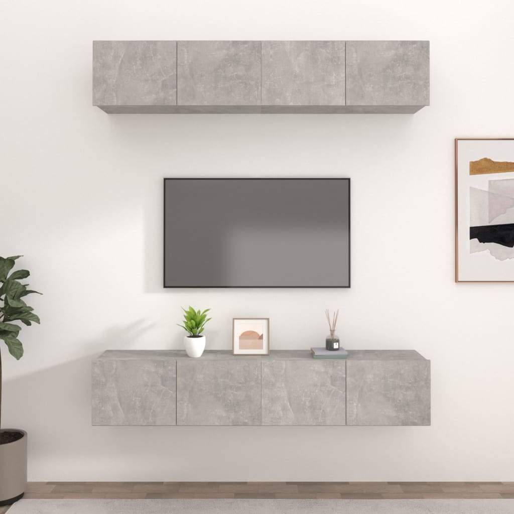 Muebles para TV 4 uds madera contrachapada blanco 80x30x30 cm