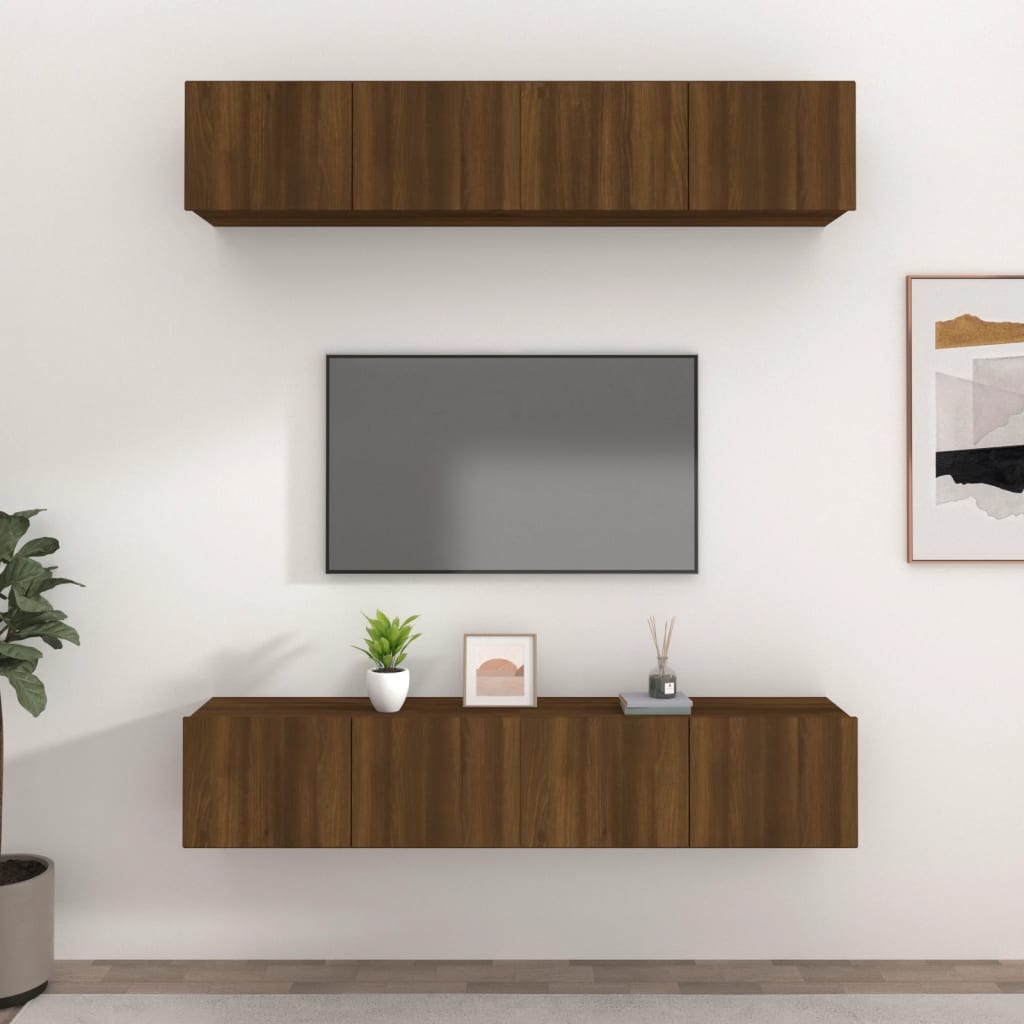 Muebles para TV 4 uds madera contrachapada blanco 80x30x30 cm